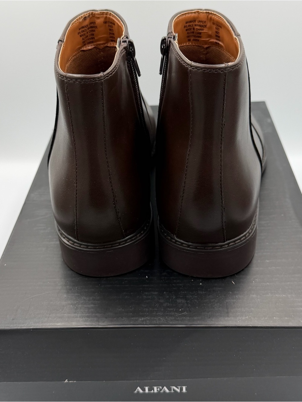 Alfani Men's Brown Leather Chukka Zip Boots-NIB - Picture 2 of 8